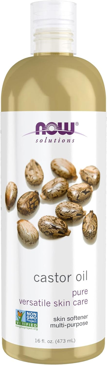 Solutions, Castor Oil, 100% Pure Versatile Skin Care, Multi-Purpose Skin Softener, 16-Ounce